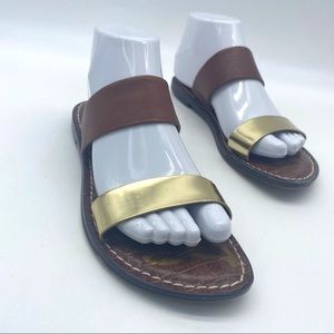 Sam Edelman Gala Slides Sandals Shoes Brown / Gold Women’s Size 7.5